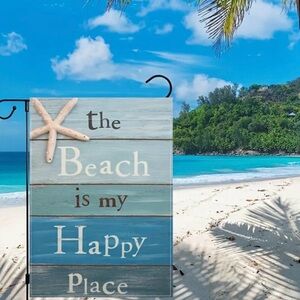 The Beach Is My Happy Place Garden Flag 12x18”